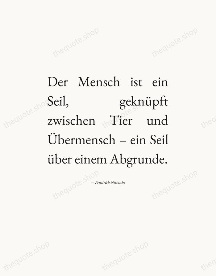 Der Mensch ist ein Seil, geknüpft zwischen Tier und Übermensch – ein… — Friedrich Nietzsche — Editorial Justified
