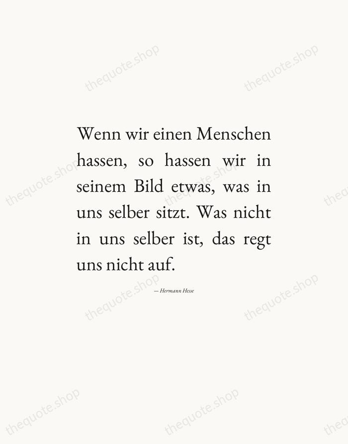 Wenn wir einen Menschen hassen, so hassen wir in seinem Bild etwas… — Hermann Hesse — Editorial Justified