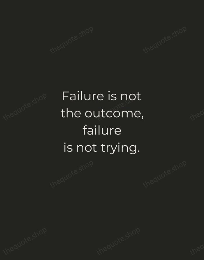 Failure is not the outcome, failure is not trying. — Sara Blakely — Tracked Caps Unsigned