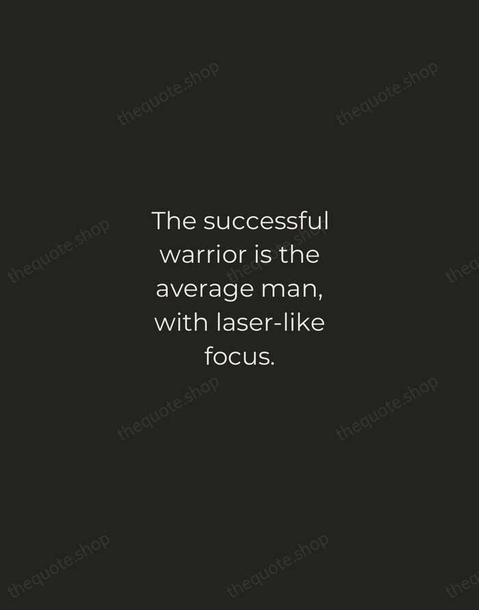 The successful warrior is the average man, with laser-like focus. — Bruce Lee — Tracked Caps Unsigned