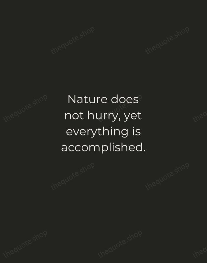 Nature does not hurry, yet everything is accomplished. — Lao Tzu — Tracked Caps Unsigned