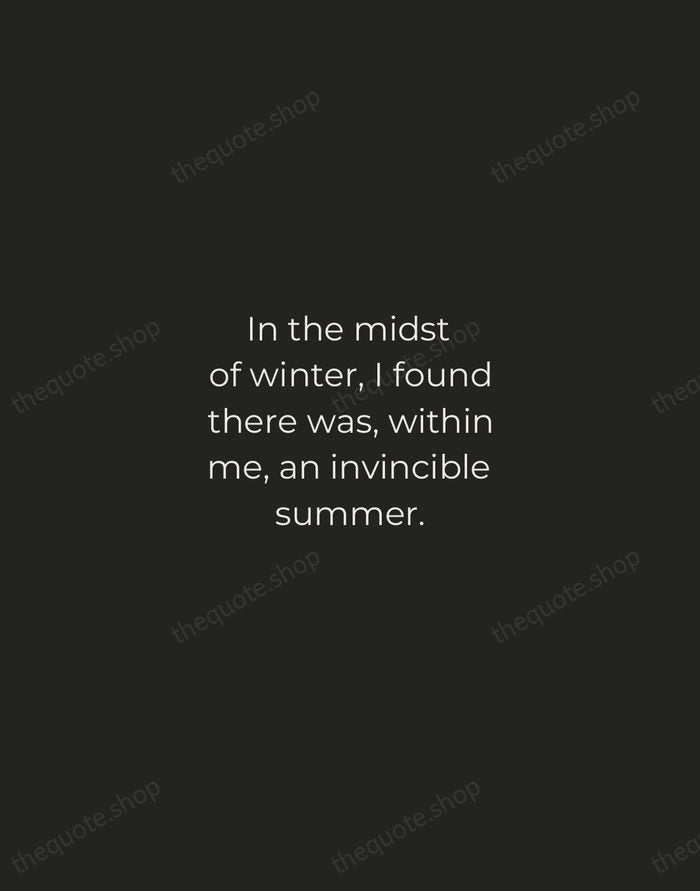 In the midst of winter, I found there was, within me, an… — Albert Camus — Tracked Caps Unsigned