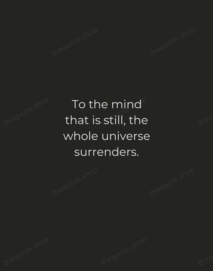To the mind that is still, the whole universe surrenders. — Lao Tzu — Tracked Caps Unsigned