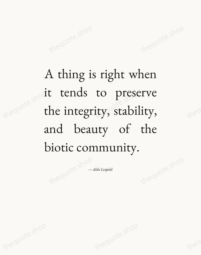 A thing is right when it tends to preserve the integrity, stability… — Aldo Leopold — Editorial Justified