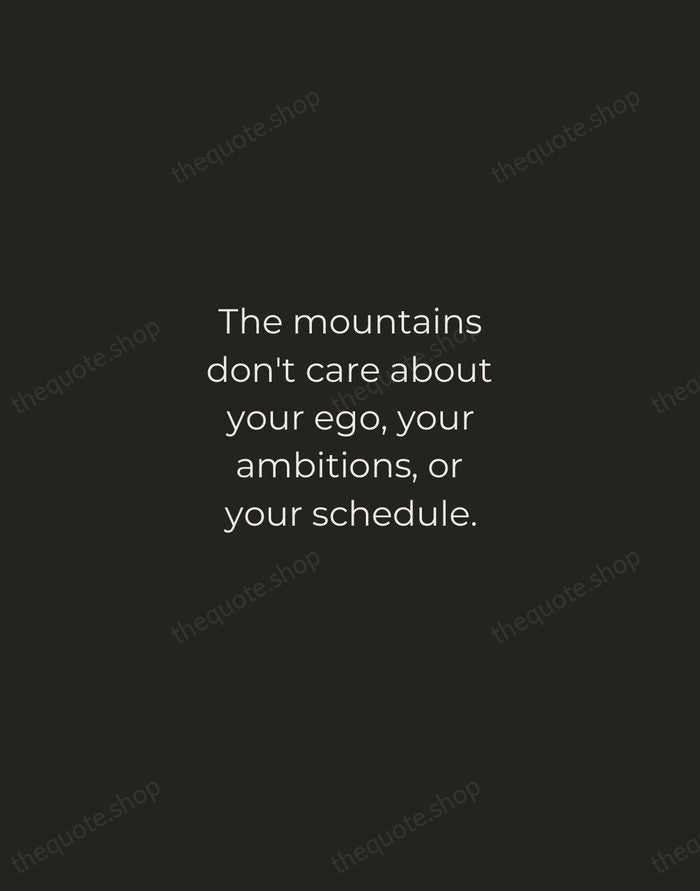 The mountains don't care about your ego, your ambitions, or your schedule. — Kilian Jornet — Tracked Caps Unsigned