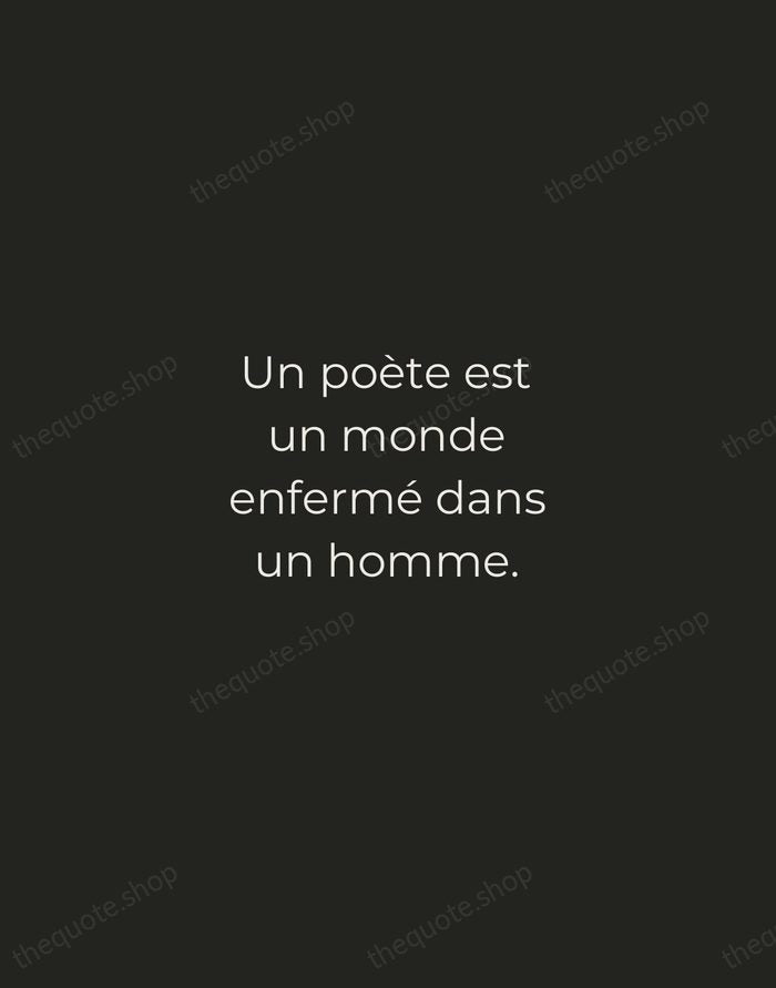 Un poète est un monde enfermé dans un homme. — Victor Hugo — Tracked Caps Unsigned