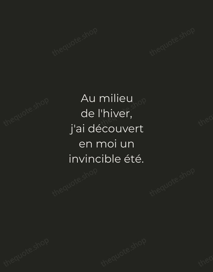 Au milieu de l'hiver, j'ai découvert en moi un invincible été. — Albert Camus — Tracked Caps Unsigned