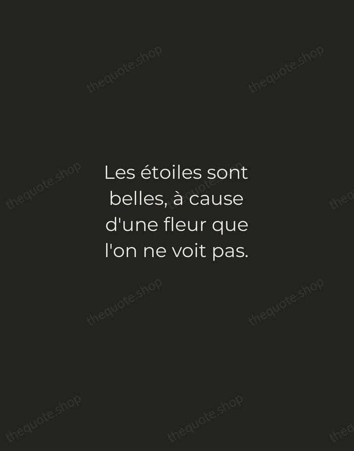 Les étoiles sont belles, à cause d'une fleur que l'on ne voit… — Antoine de Saint-Exupéry — Tracked Caps Unsigned
