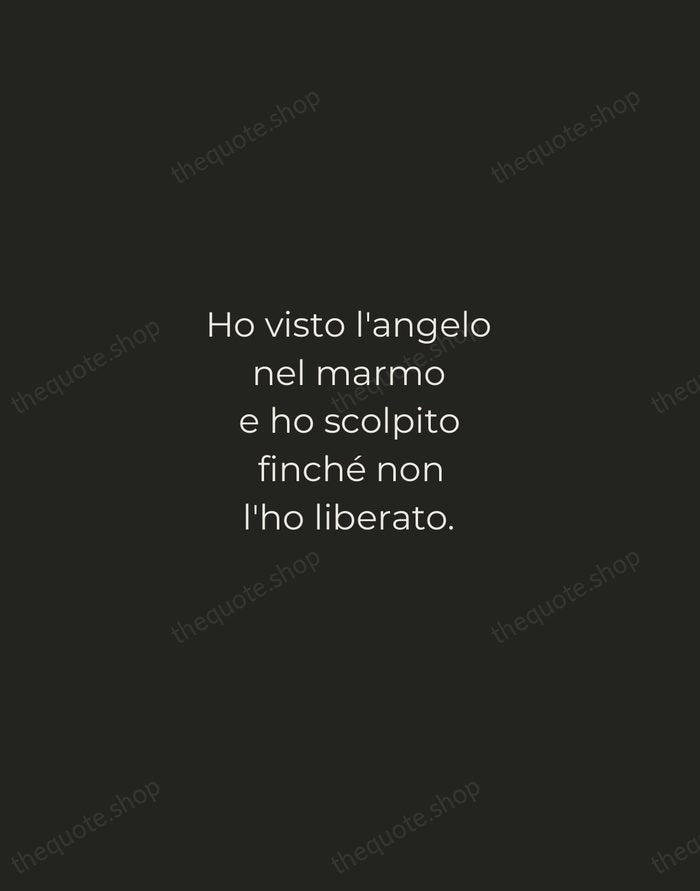 Ho visto l'angelo nel marmo e ho scolpito finché non l'ho liberato. — Michelangelo Buonarroti — Tracked Caps Unsigned