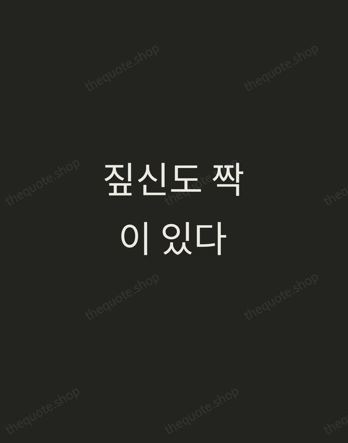 짚신도 짝이 있다 — Korean Proverb — Tracked Caps Unsigned