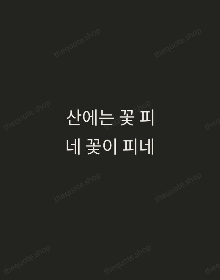 산에는 꽃 피네 꽃이 피네 — Kim So-wol — Tracked Caps Unsigned