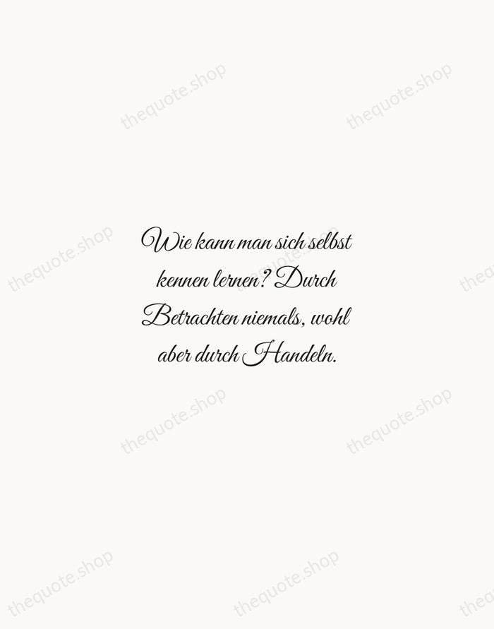 Wie kann man sich selbst kennen lernen? Durch Betrachten niemals, wohl aber… — Johann Wolfgang von Goethe — Script Whisper