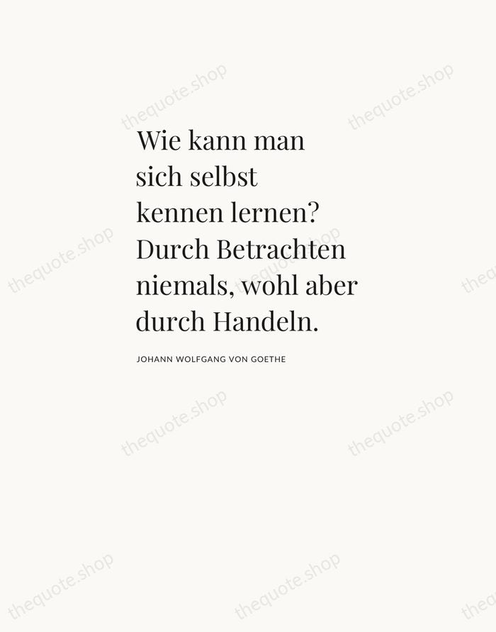 Wie kann man sich selbst kennen lernen? Durch Betrachten niemals, wohl aber… — Johann Wolfgang von Goethe — Asymmetric Left