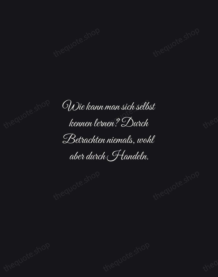 Wie kann man sich selbst kennen lernen? Durch Betrachten niemals, wohl aber… — Johann Wolfgang von Goethe — Night Script