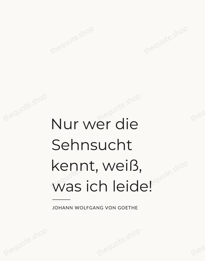 Nur wer die Sehnsucht kennt, weiß, was ich leide! — Johann Wolfgang von Goethe — Studio Left