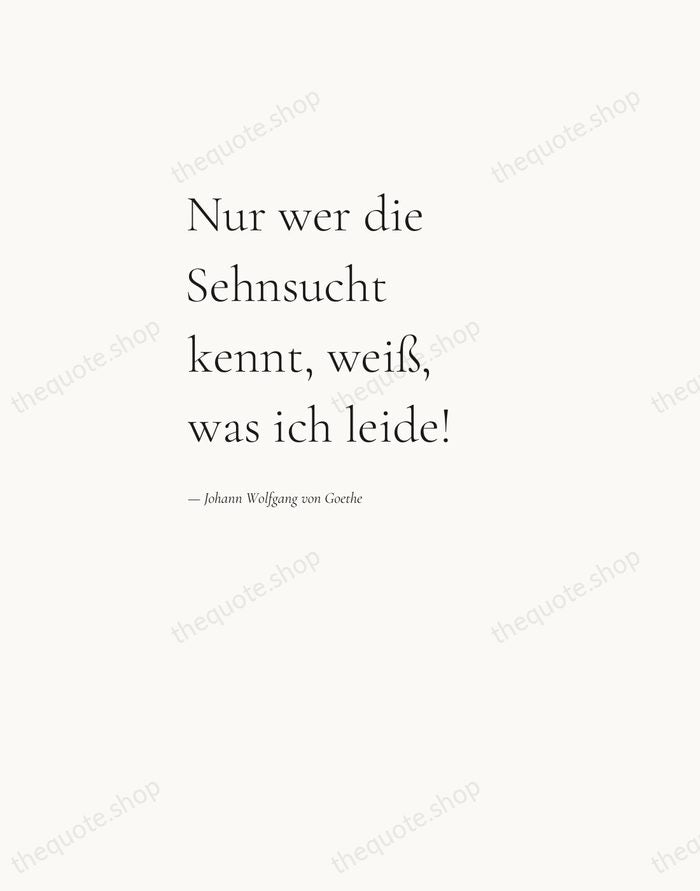 Nur wer die Sehnsucht kennt, weiß, was ich leide! — Johann Wolfgang von Goethe — Editorial Left Serif