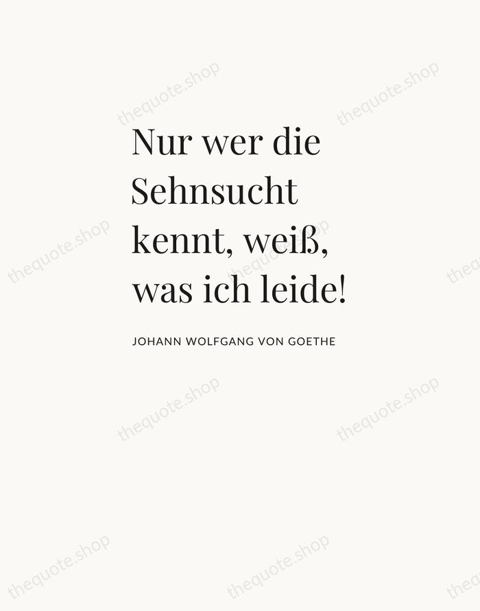 Nur wer die Sehnsucht kennt, weiß, was ich leide! — Johann Wolfgang von Goethe — Asymmetric Left