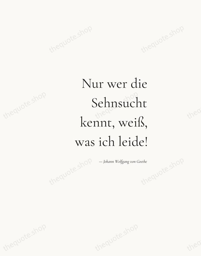 Nur wer die Sehnsucht kennt, weiß, was ich leide! — Johann Wolfgang von Goethe — Soft Serif Right