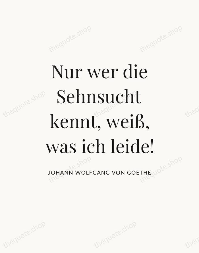 Nur wer die Sehnsucht kennt, weiß, was ich leide! — Johann Wolfgang von Goethe — Statement Serif