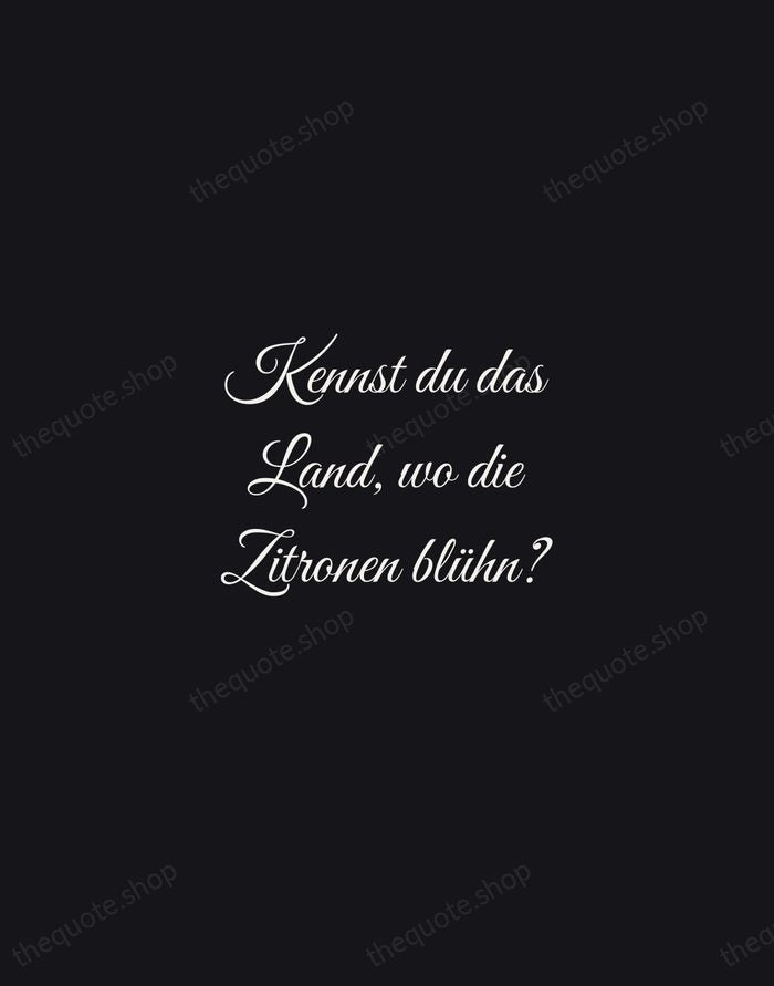 Kennst du das Land, wo die Zitronen blühn? — Johann Wolfgang von Goethe — Night Script