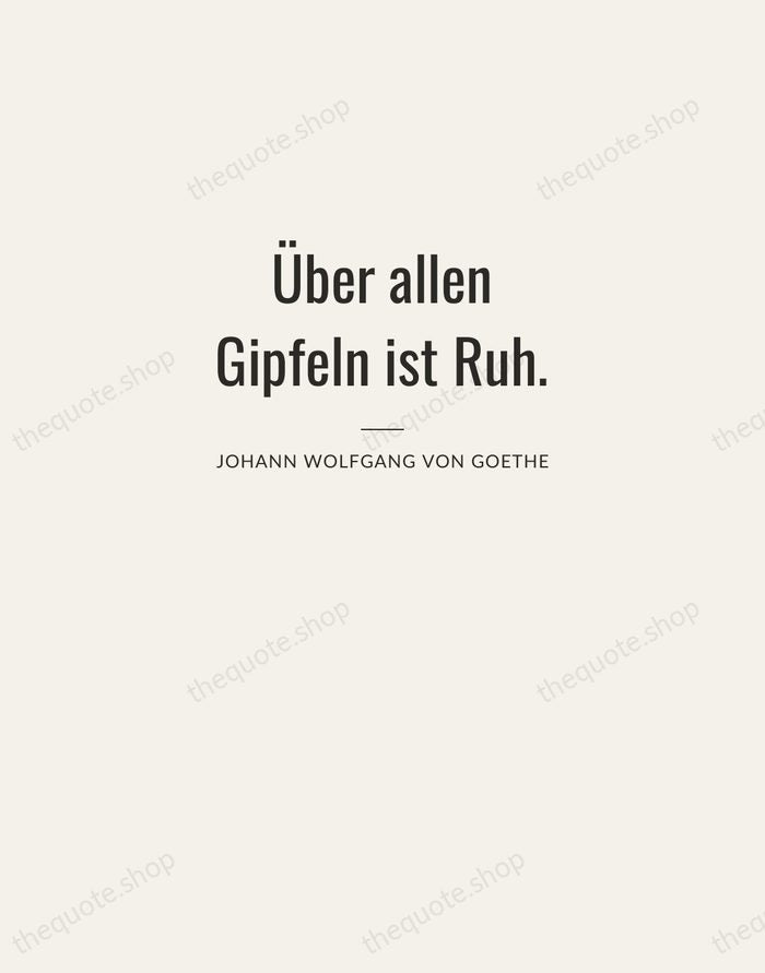 Über allen Gipfeln ist Ruh. — Johann Wolfgang von Goethe — Letterpress Caps