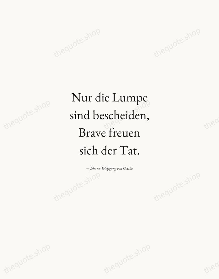 Nur die Lumpe sind bescheiden, Brave freuen sich der Tat. — Johann Wolfgang von Goethe — Quiet Garamond