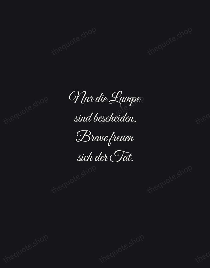 Nur die Lumpe sind bescheiden, Brave freuen sich der Tat. — Johann Wolfgang von Goethe — Night Script