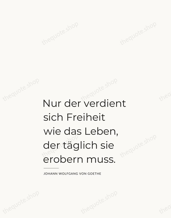 Nur der verdient sich Freiheit wie das Leben, der täglich sie erobern… — Johann Wolfgang von Goethe — Studio Left