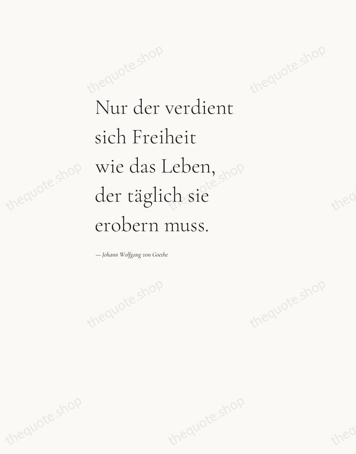 Nur der verdient sich Freiheit wie das Leben, der täglich sie erobern… — Johann Wolfgang von Goethe — Editorial Left Serif