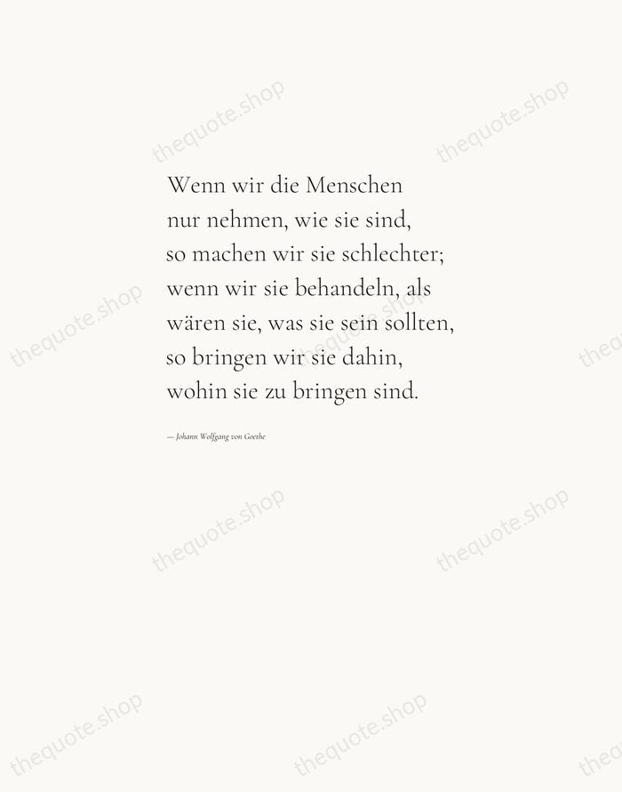 Wenn wir die Menschen nur nehmen, wie sie sind, so machen wir… — Johann Wolfgang von Goethe — Editorial Left Serif