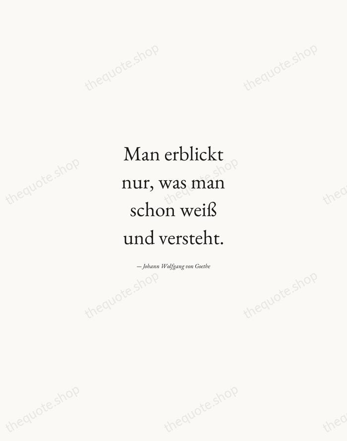 Man erblickt nur, was man schon weiß und versteht. — Johann Wolfgang von Goethe — Quiet Garamond