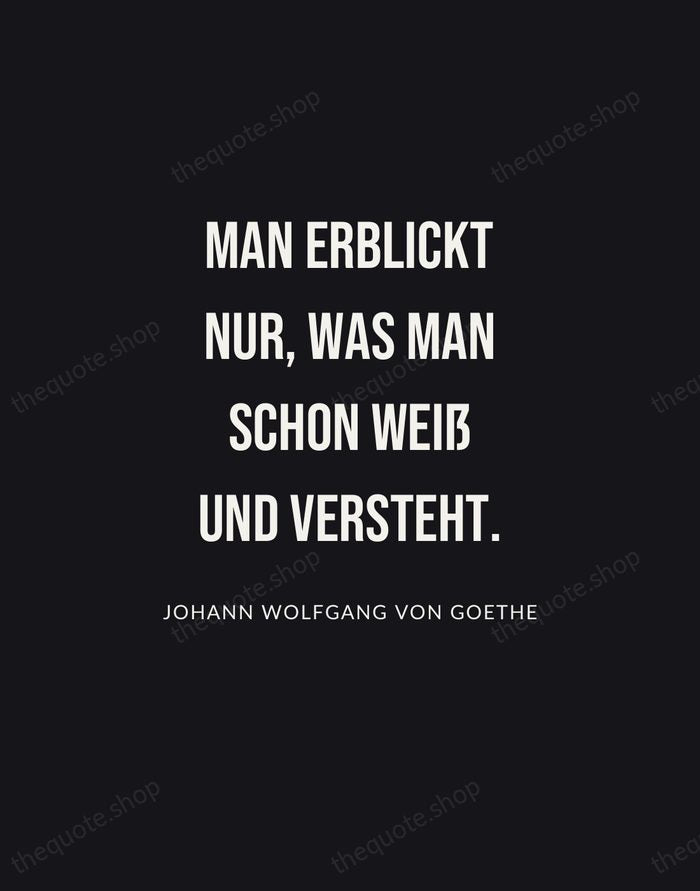 Man erblickt nur, was man schon weiß und versteht. — Johann Wolfgang von Goethe | Printable Wall Art — Poster Condensed