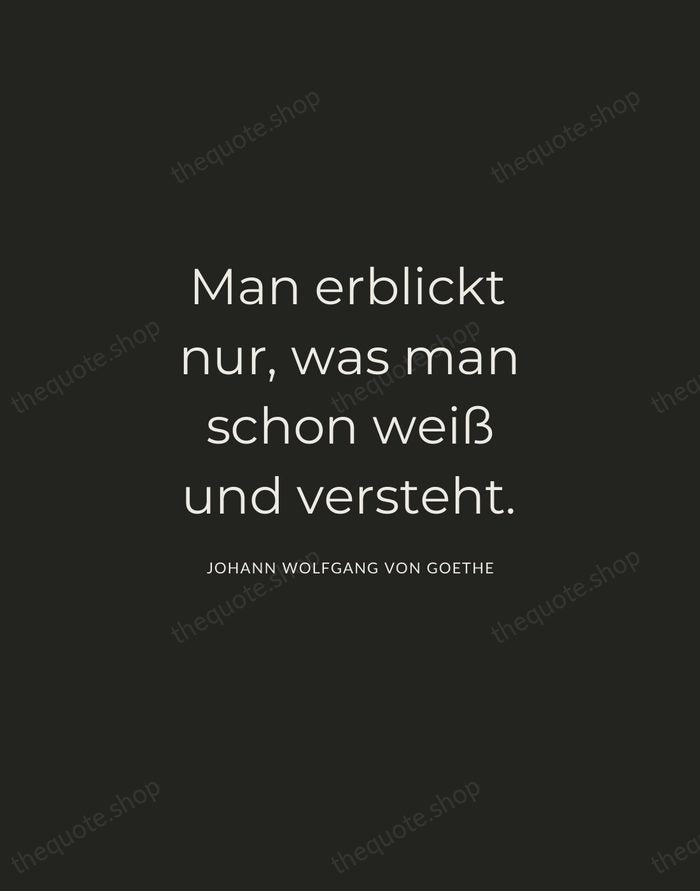 Man erblickt nur, was man schon weiß und versteht. — Johann Wolfgang von Goethe — Charcoal Sans