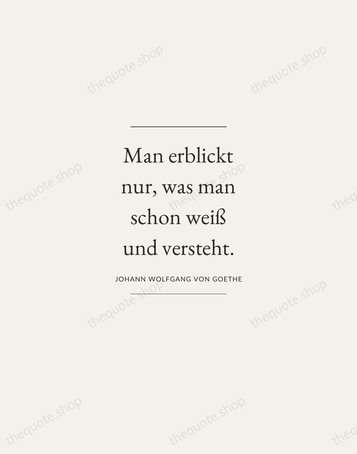 Man erblickt nur, was man schon weiß und versteht. — Johann Wolfgang von Goethe — Gallery Frame