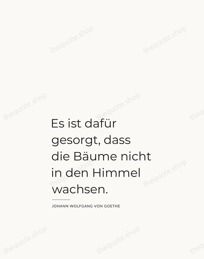 Es ist dafür gesorgt, dass die Bäume nicht in den Himmel wachsen. — Johann Wolfgang von Goethe — Studio Left