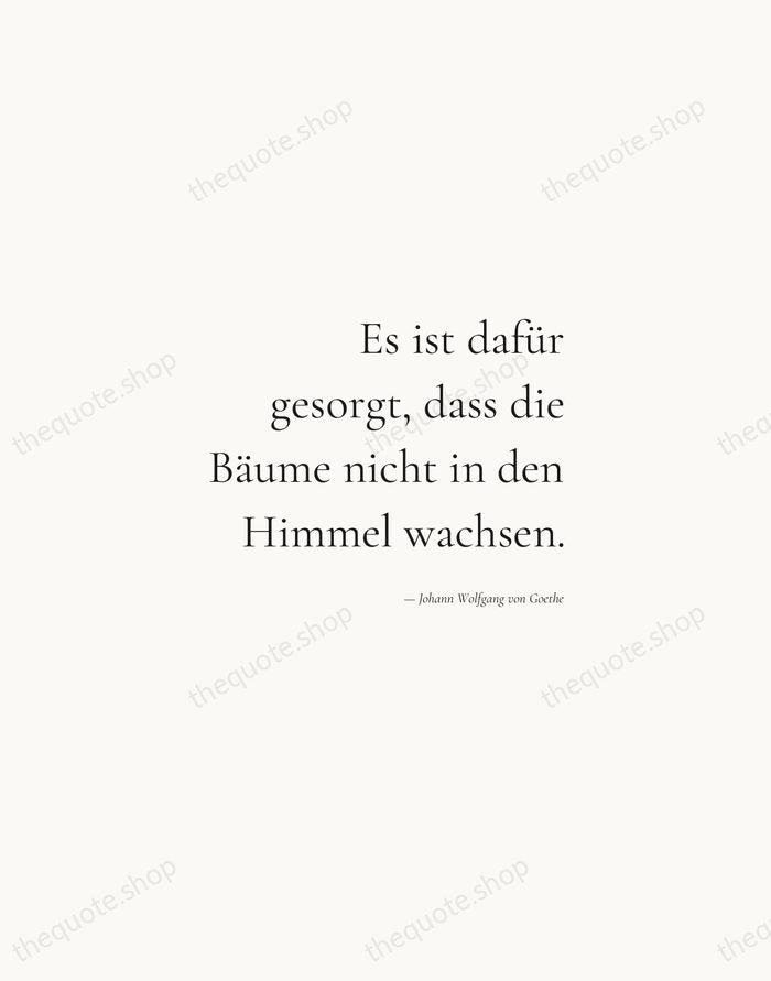 Es ist dafür gesorgt, dass die Bäume nicht in den Himmel wachsen. — Johann Wolfgang von Goethe — Soft Serif Right