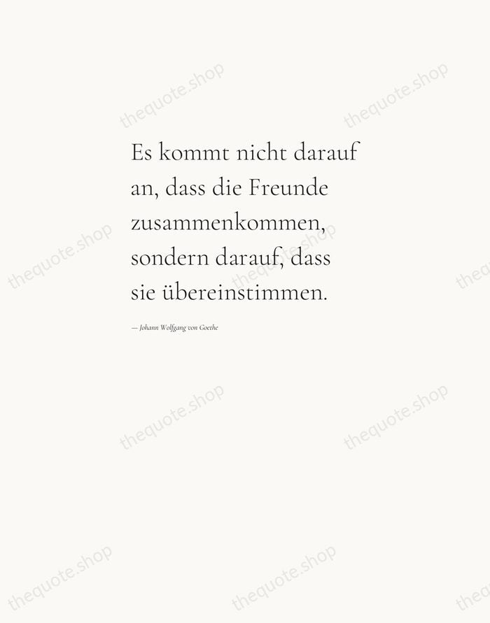 Es kommt nicht darauf an, dass die Freunde zusammenkommen, sondern darauf, dass… — Johann Wolfgang von Goethe — Editorial Left Serif