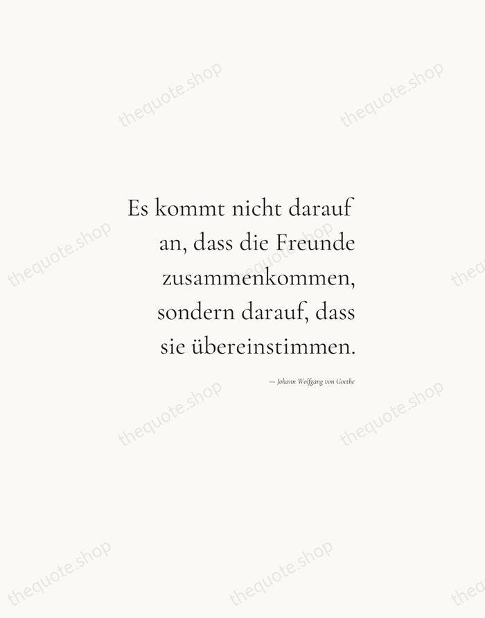 Es kommt nicht darauf an, dass die Freunde zusammenkommen, sondern darauf, dass… — Johann Wolfgang von Goethe — Soft Serif Right