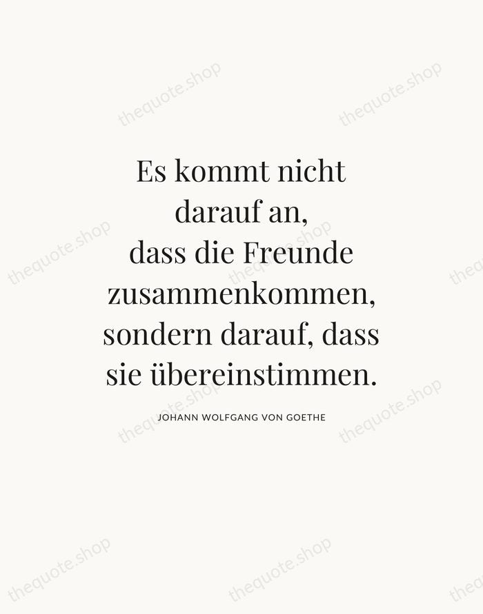 Es kommt nicht darauf an, dass die Freunde zusammenkommen, sondern darauf, dass… — Johann Wolfgang von Goethe — Statement Serif