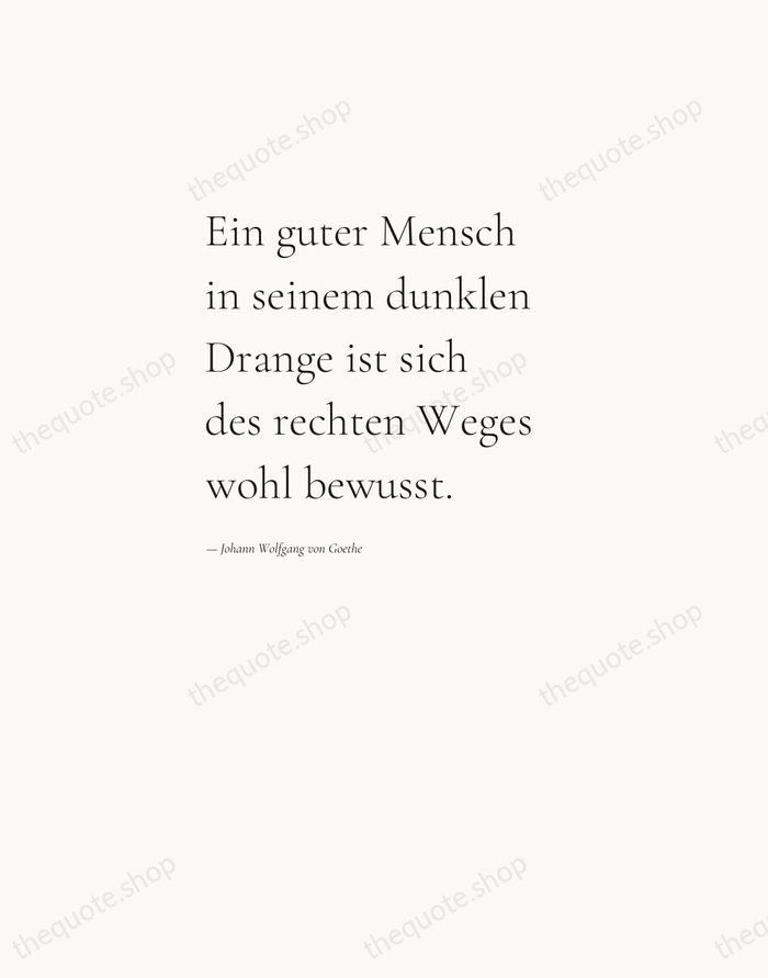 Ein guter Mensch in seinem dunklen Drange ist sich des rechten Weges… — Johann Wolfgang von Goethe — Editorial Left Serif