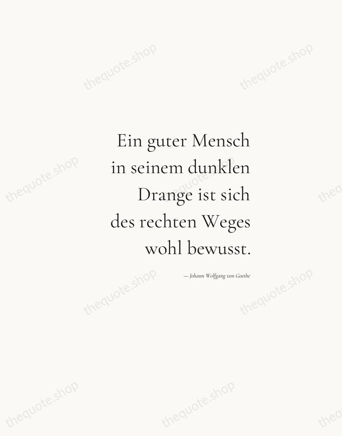 Ein guter Mensch in seinem dunklen Drange ist sich des rechten Weges… — Johann Wolfgang von Goethe — Soft Serif Right