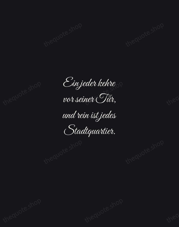 Ein jeder kehre vor seiner Tür, und rein ist jedes Stadtquartier. — Johann Wolfgang von Goethe — Night Script