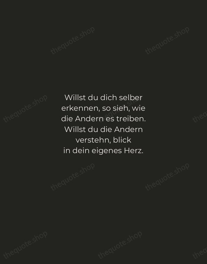 Willst du dich selber erkennen, so sieh, wie die Andern es treiben… — Friedrich Schiller — Tracked Caps Unsigned