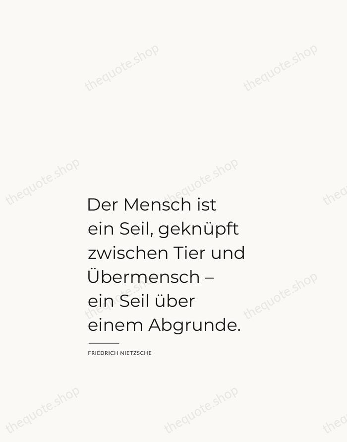 Der Mensch ist ein Seil, geknüpft zwischen Tier und Übermensch – ein… — Friedrich Nietzsche — Studio Left