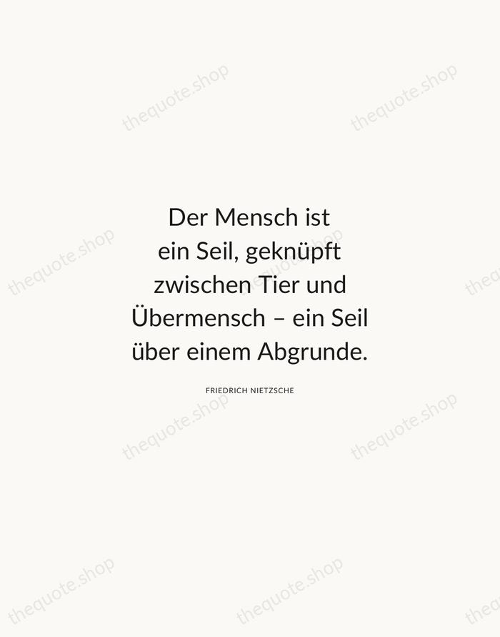 Der Mensch ist ein Seil, geknüpft zwischen Tier und Übermensch – ein… — Friedrich Nietzsche — Modern Sans Calm