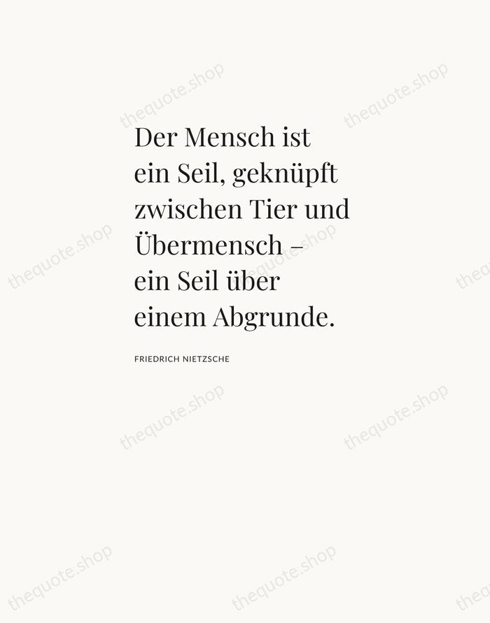 Der Mensch ist ein Seil, geknüpft zwischen Tier und Übermensch – ein… — Friedrich Nietzsche — Asymmetric Left