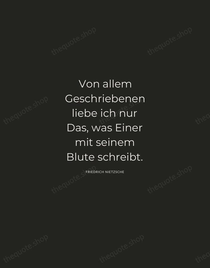 Von allem Geschriebenen liebe ich nur Das, was Einer mit seinem Blute… — Friedrich Nietzsche — Charcoal Sans