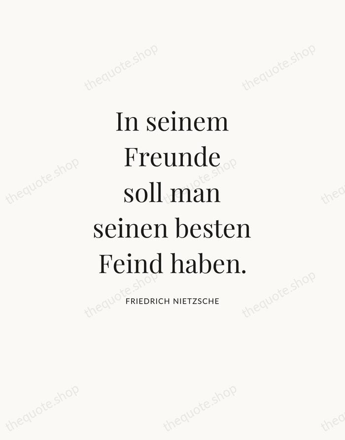 In seinem Freunde soll man seinen besten Feind haben. — Friedrich Nietzsche — Statement Serif