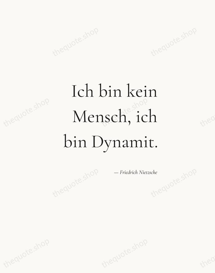Ich bin kein Mensch, ich bin Dynamit. — Friedrich Nietzsche — Soft Serif Right