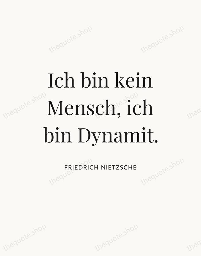Ich bin kein Mensch, ich bin Dynamit. — Friedrich Nietzsche — Statement Serif